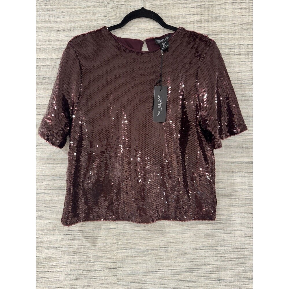 NWT Rachel Zoe Burgundy Sequin Top M | Holiday Party